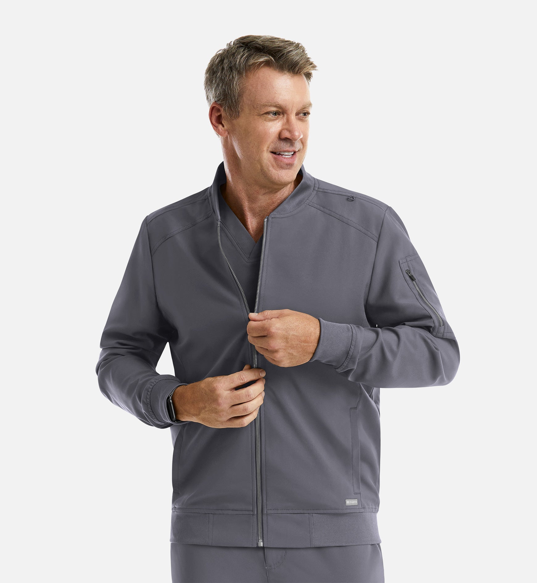 Momentum 5861 Men's Full Zip Bomber Jacket Pewter – Med Threads