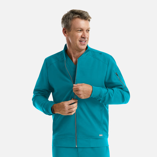 Momentum 5861 Mens Full Zip Bomber Jacket Teal