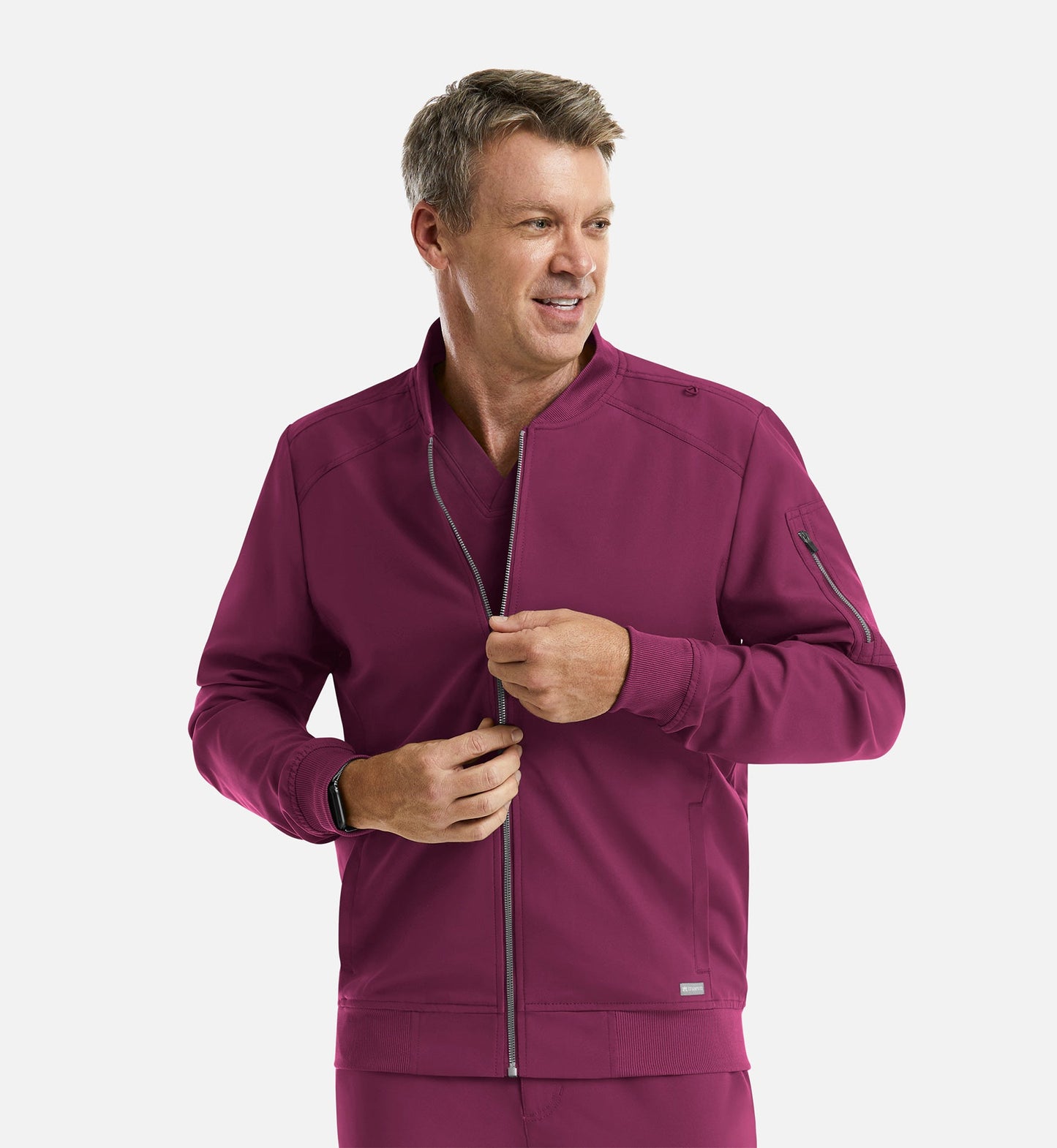Cleveland Clinic Momentum 5861 Men's Full Zip Bomber Jacket Wine