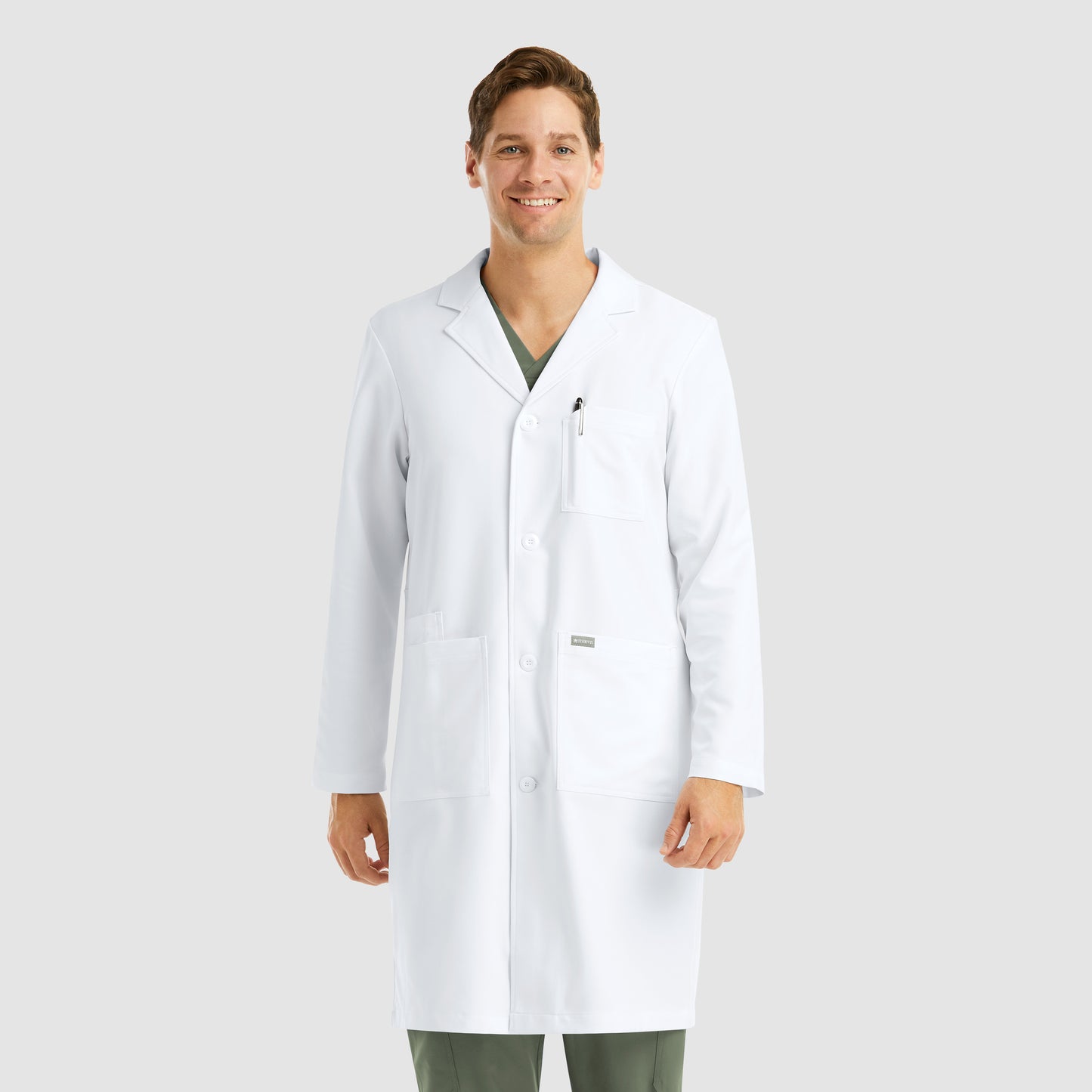 Momentum Lab Coats 5871 Men’s Full Length Lab Coat White