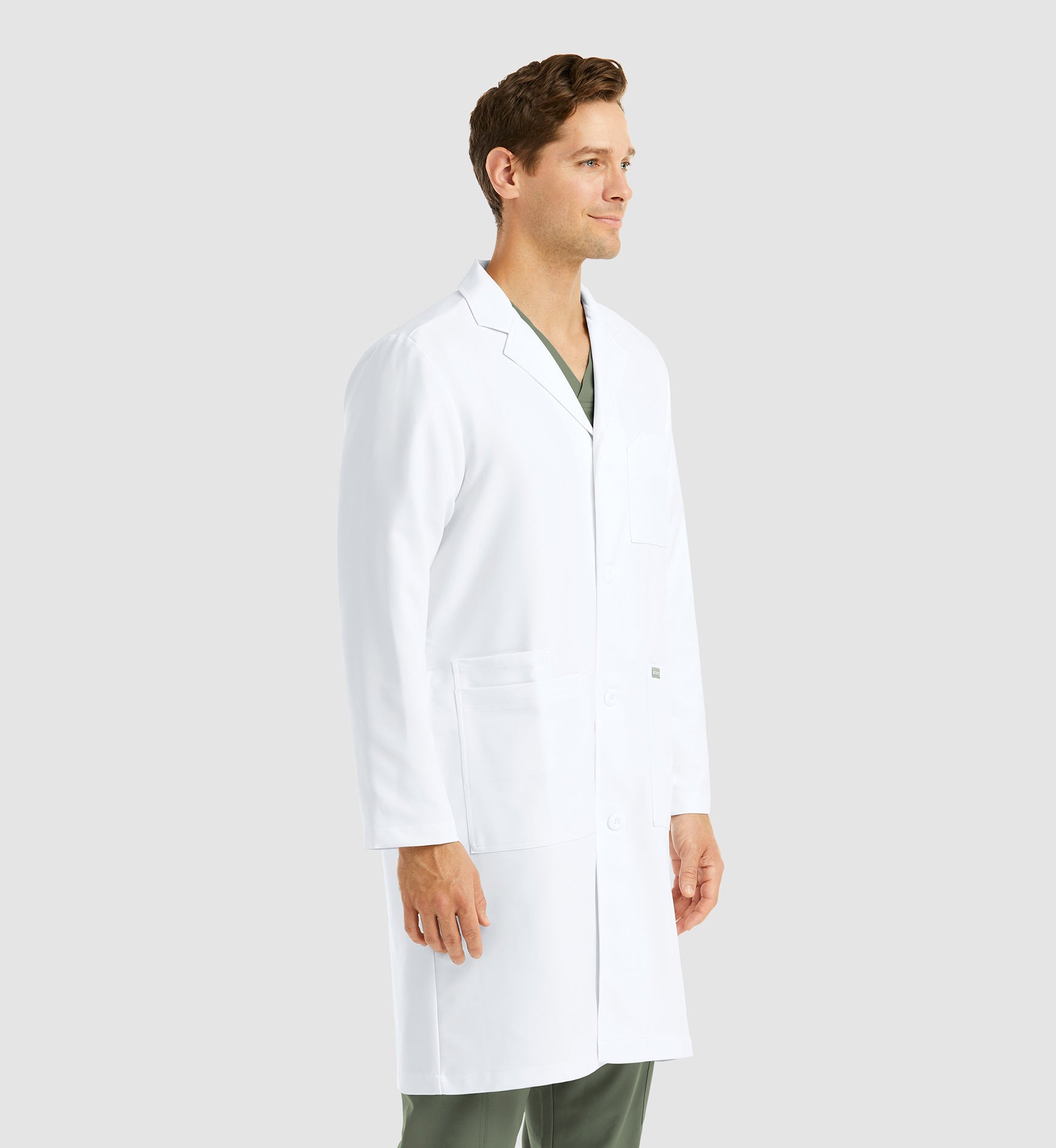 Momentum Lab Coats 5871 Men’s Full Length Lab Coat White