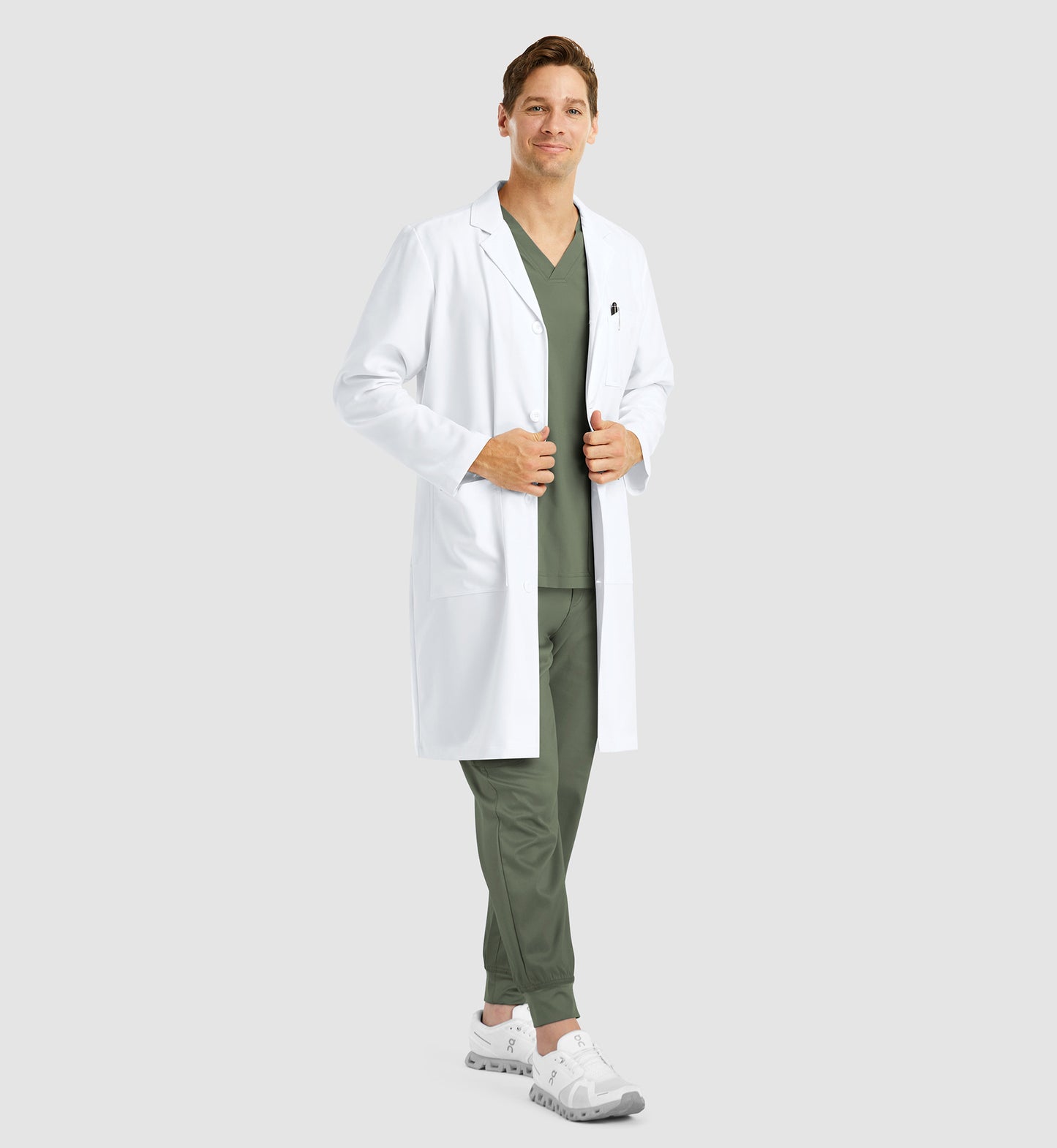 Momentum Lab Coats 5871 Men's Full Length Lab Coat White