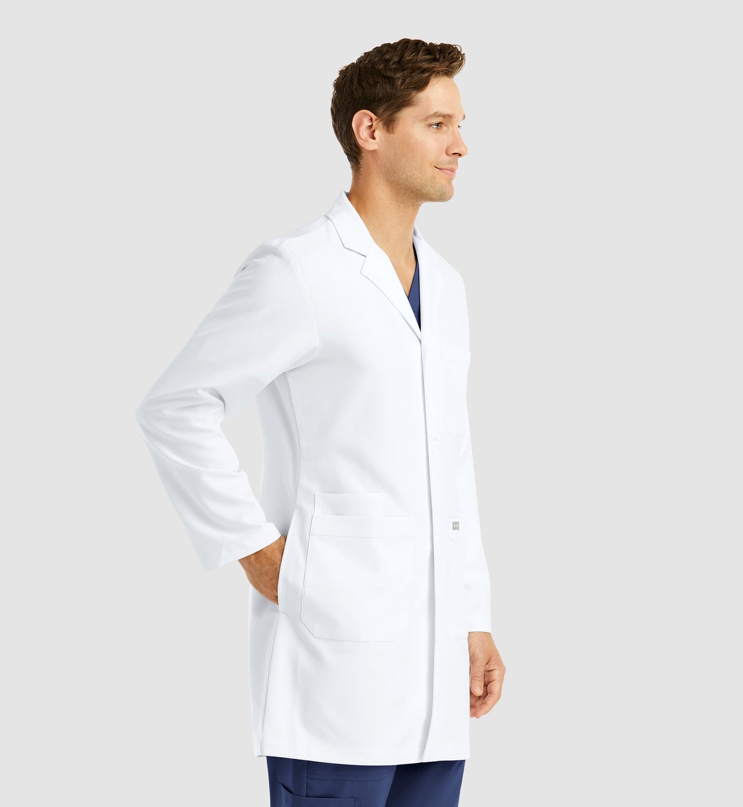 Cleveland Clinic Momentum Lab Coats 5872 Men's Mid Length Lab Coat White