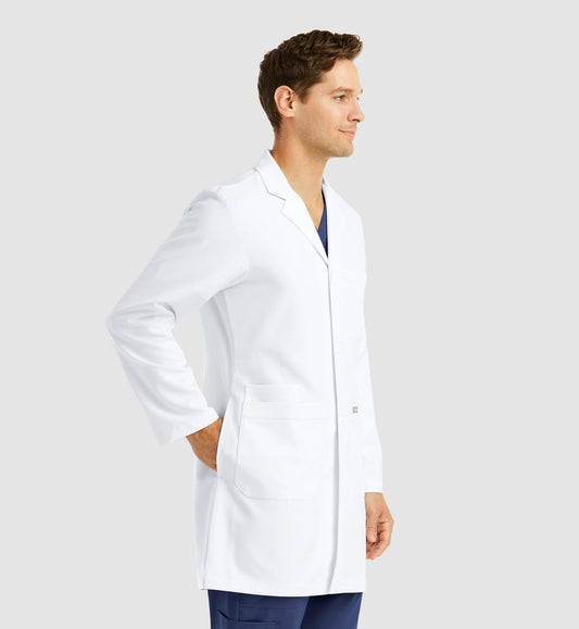 Cleveland Clinic Momentum Lab Coats 5872 Men's Mid Length Lab Coat White
