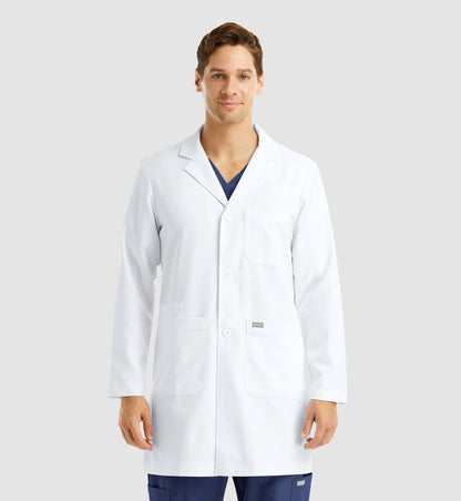 Cleveland Clinic Momentum Lab Coats 5872 Men's Mid Length Lab Coat White
