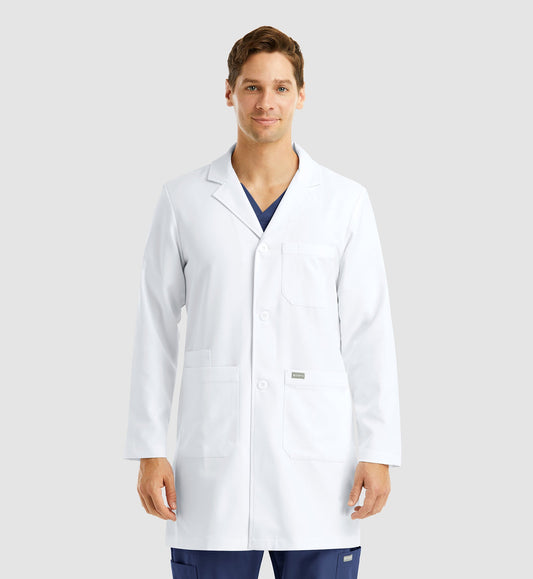 Cleveland Clinic Momentum Lab Coats 5872 Men's Mid Length Lab Coat White