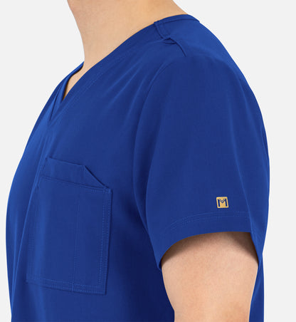 Matrix Pro Mens 5901 Men’s Contrast Piping Tuckable V-Neck Top Royal Blue