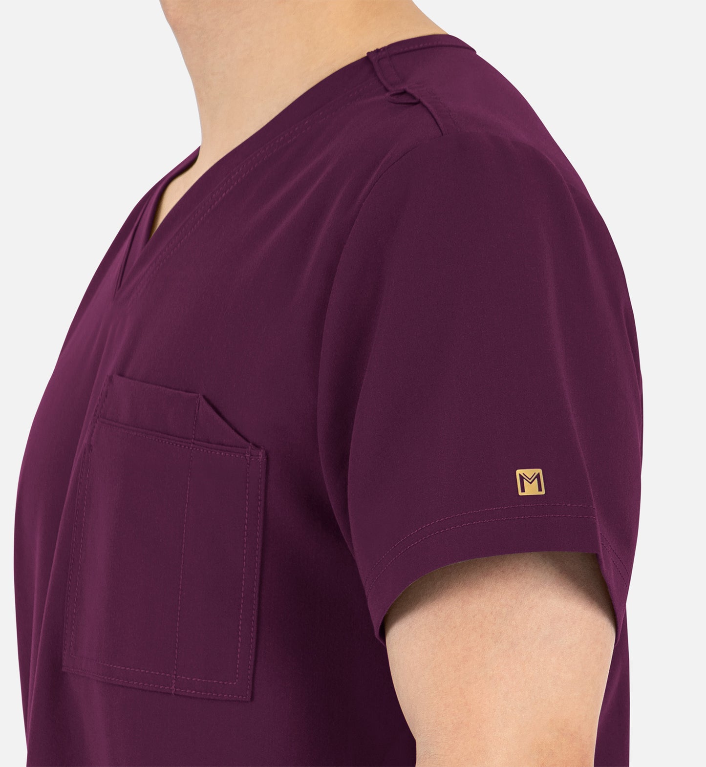 Matrix Pro Mens 5901 Men’s Contrast Piping Tuckable V-Neck Top Wine