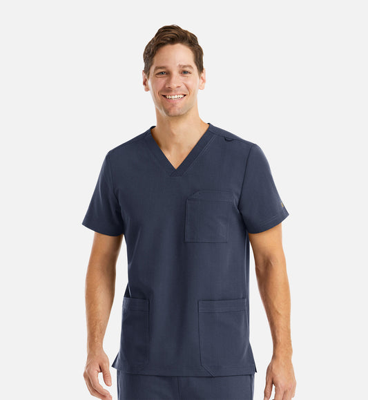 Matrix Pro Men's 5902 Men's 3 Pocket V-Neck Top Heather Navy