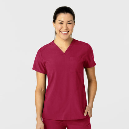 W123 6045 Flex-n-Reach V-Neck Scrub Top Viva Magenta Model Image Front | Wink