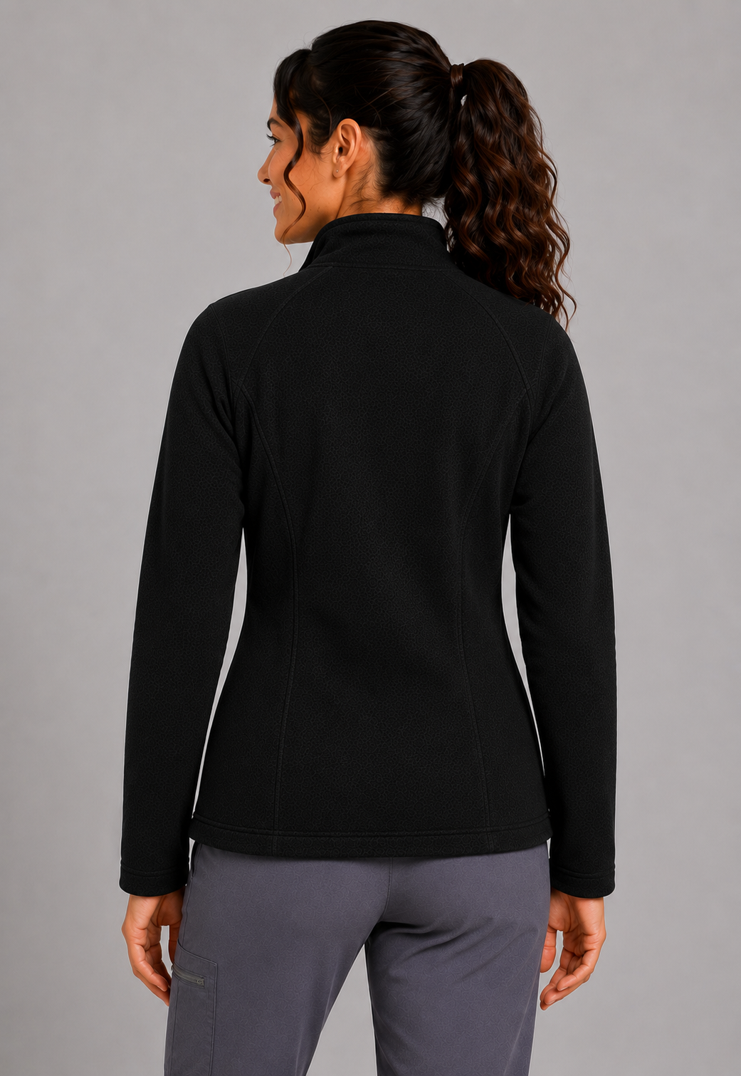 Perfect Fleece 6055 Women's 2 Pocket Bonded Fleece Full Zip Jacket Black
