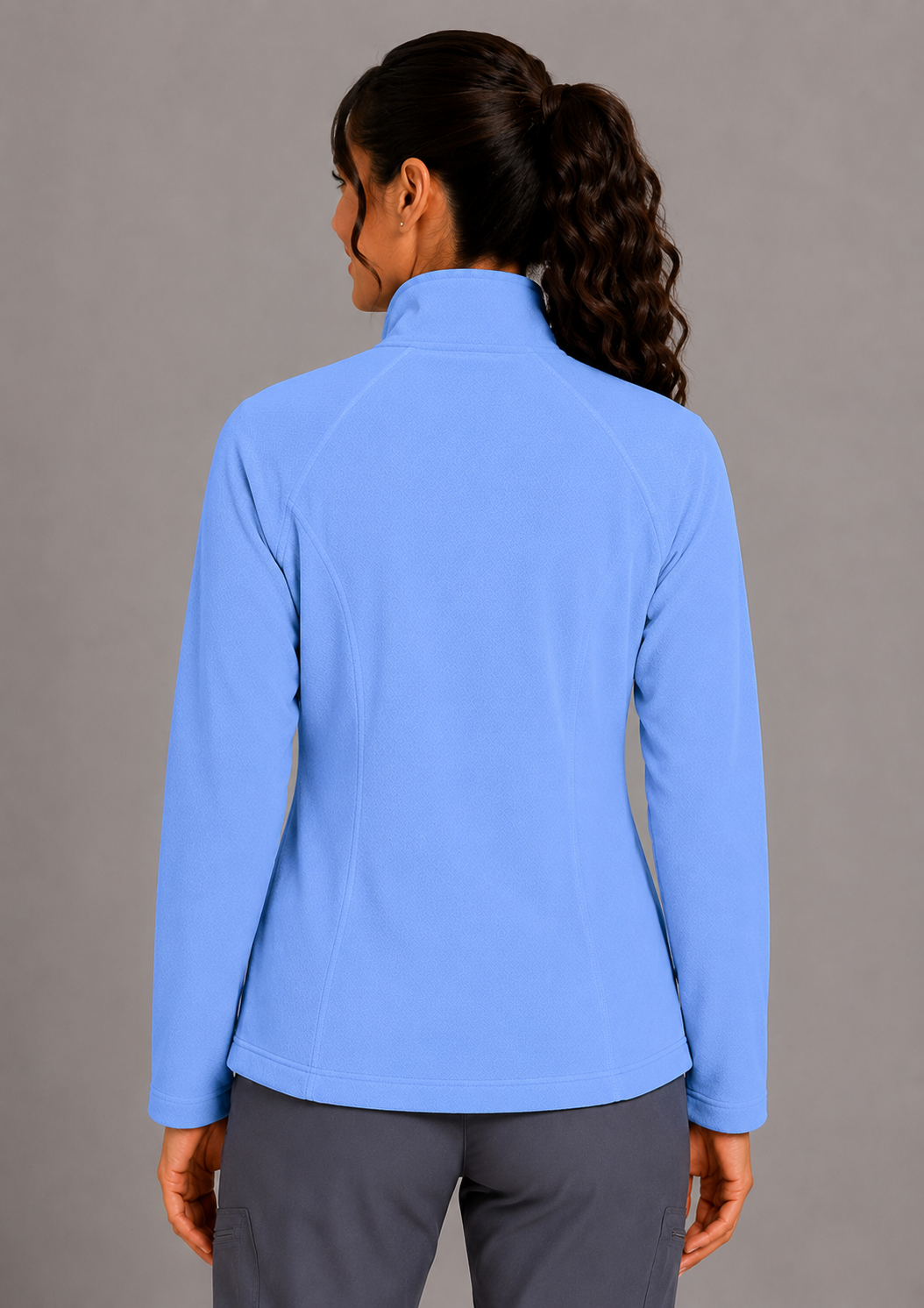 Perfect Fleece 6055 Women's 2 Pocket Bonded Fleece Full Zip Jacket Ceil Blue