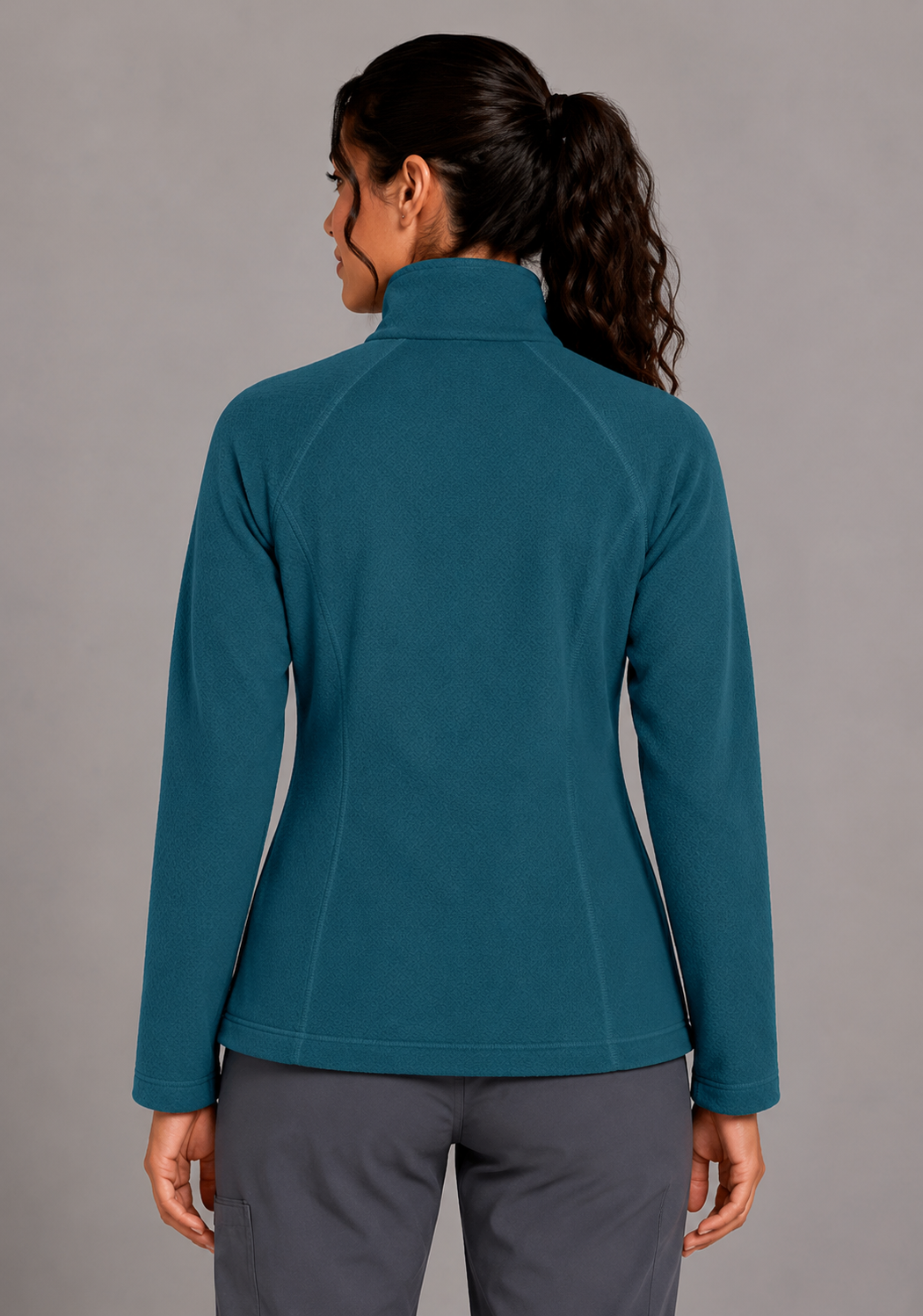 Perfect Fleece 6055 Women's 2 Pocket Bonded Fleece Full Zip Jacket Caribbean Blue