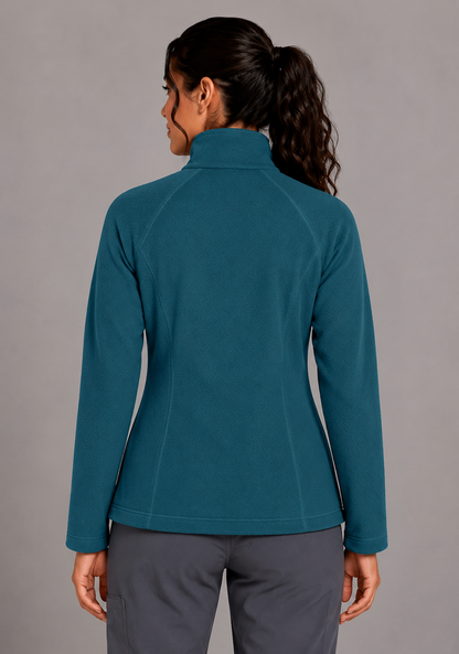 Perfect Fleece 6055 Women's 2 Pocket Bonded Fleece Full Zip Jacket Caribbean Blue