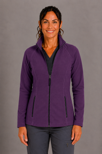Perfect Fleece 6055 Women's 2 Pocket Bonded Fleece Full Zip Jacket Grape