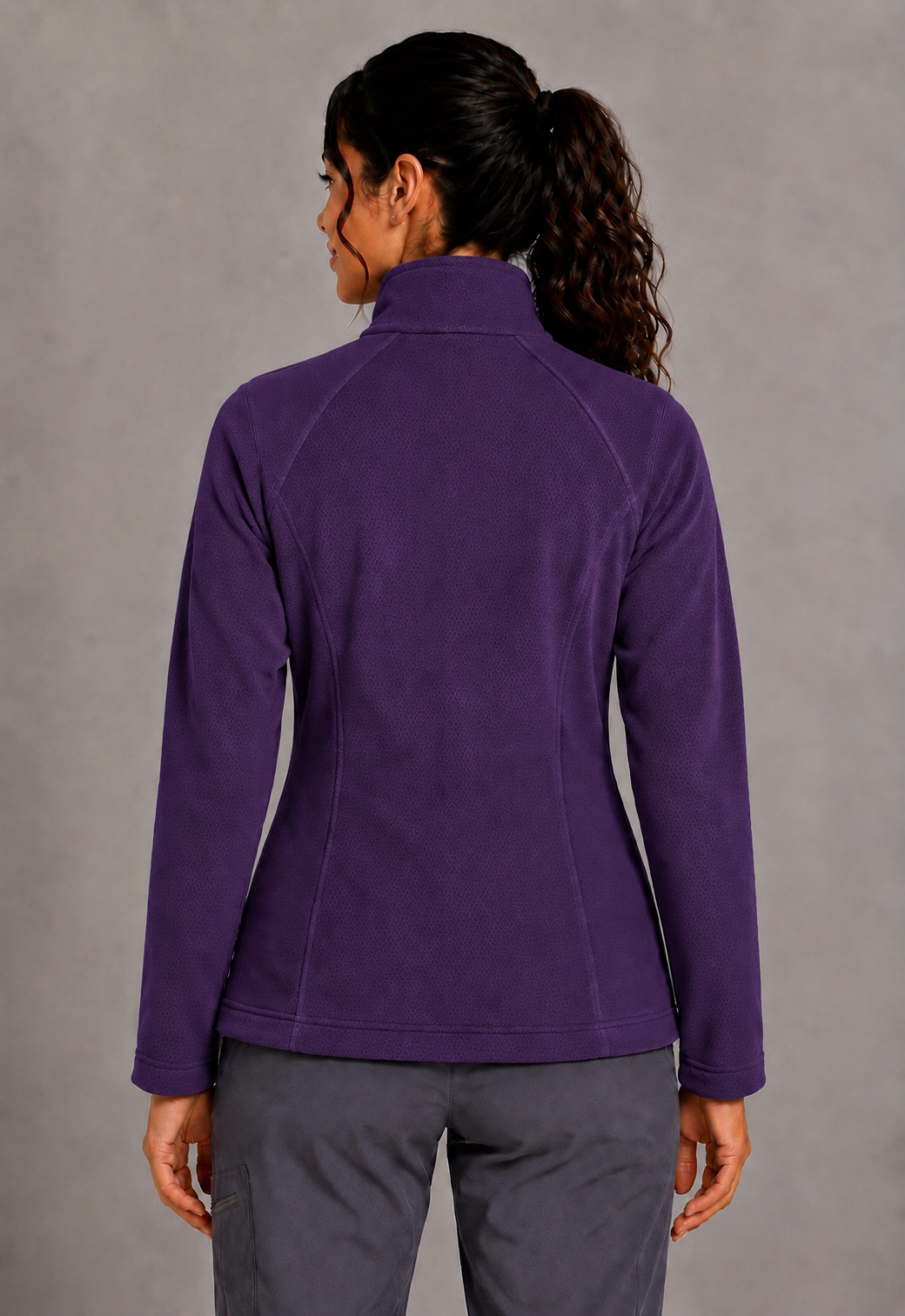Perfect Fleece 6055 Women's 2 Pocket Bonded Fleece Full Zip Jacket Grape