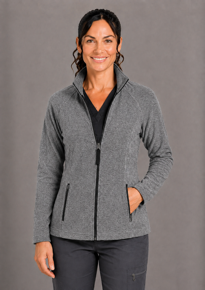 Perfect Fleece 6055 Women's 2 Pocket Bonded Fleece Full Zip Jacket Heather Grey