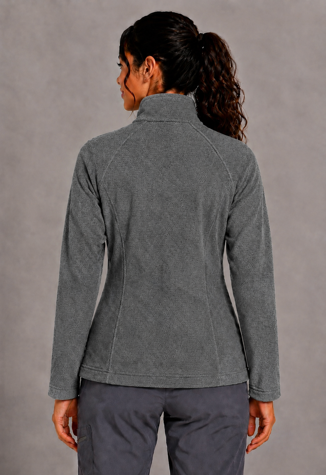 Perfect Fleece 6055 Women's 2 Pocket Bonded Fleece Full Zip Jacket Heather Grey