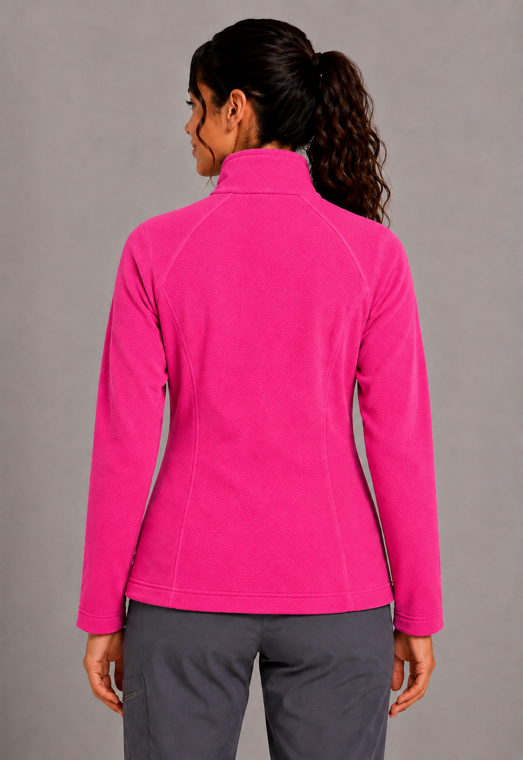 Perfect Fleece 6055 Women's 2 Pocket Bonded Fleece Full Zip Jacket Hot Pink