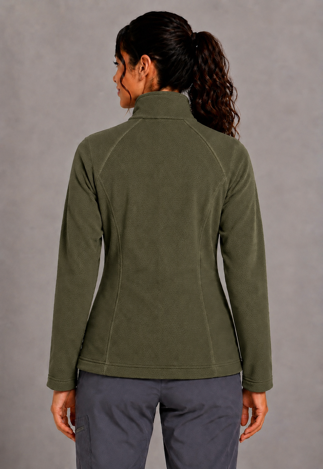 Perfect Fleece 6055 Women's 2 Pocket Bonded Fleece Full Zip Jacket Olive