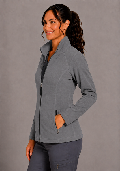 Perfect Fleece 6055 Women's 2 Pocket Bonded Fleece Full Zip Jacket Pewter