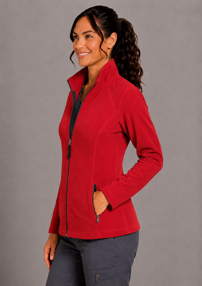 Perfect Fleece 6055 Women's 2 Pocket Bonded Fleece Full Zip Jacket Red
