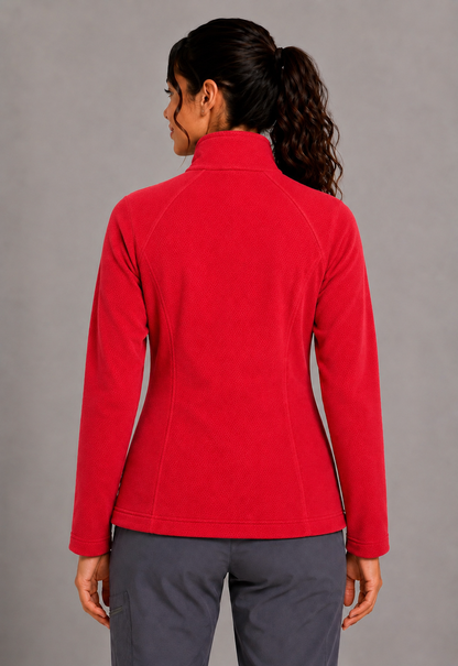 Perfect Fleece 6055 Women's 2 Pocket Bonded Fleece Full Zip Jacket Red