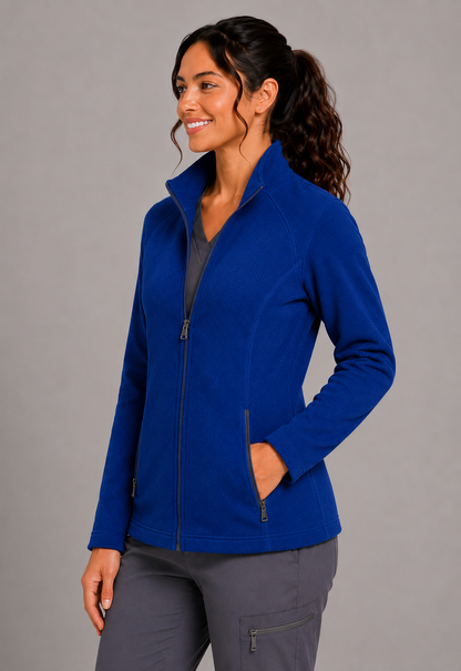 Perfect Fleece 6055 Women's 2 Pocket Bonded Fleece Full Zip Jacket Royal Blue
