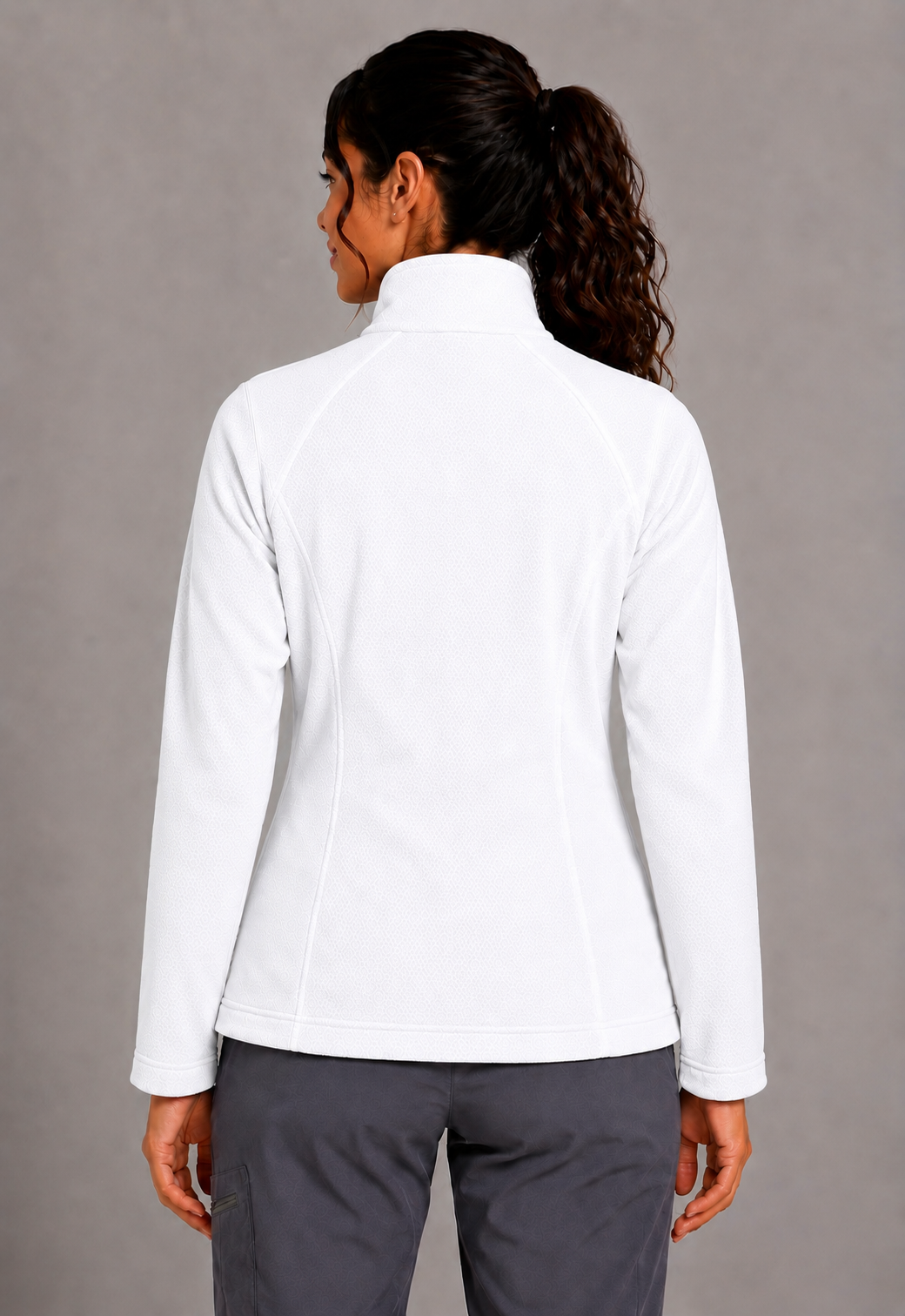 Perfect Fleece 6055 Women's 2 Pocket Bonded Fleece Full Zip Jacket White