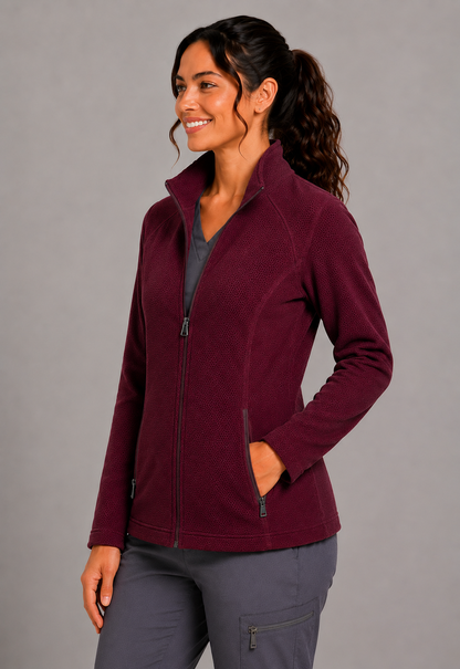 Perfect Fleece 6055 Women's 2 Pocket Bonded Fleece Full Zip Jacket Wine