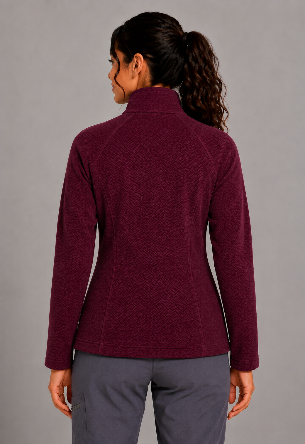Perfect Fleece 6055 Women's 2 Pocket Bonded Fleece Full Zip Jacket Wine