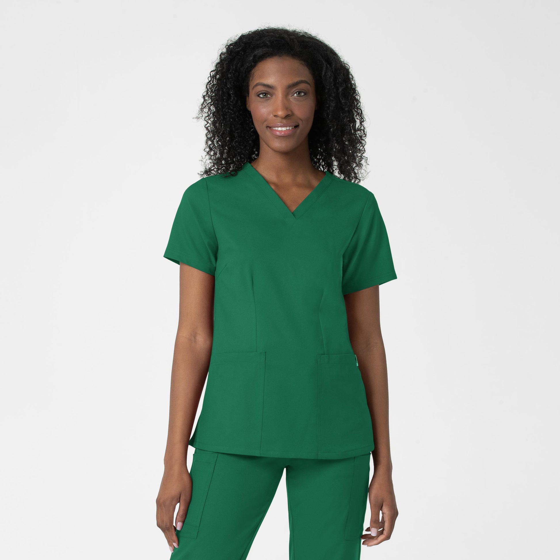 Thrive 6122 Fitted 3-Pocket V-Neck Scrub Top Hunter Model Image Front | Wink