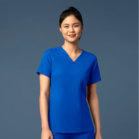 Thrive 6122 Fitted 3-Pocket V-Neck Scrub Top Royal Model Image Front | Wink