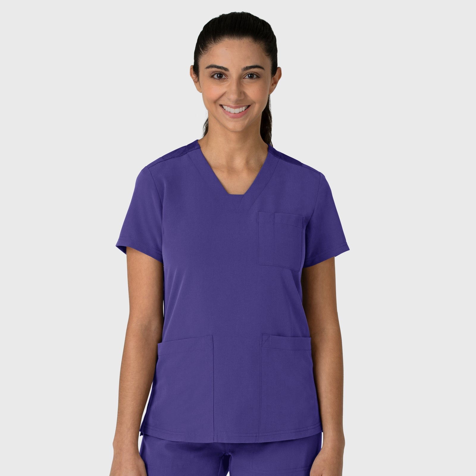 Nova 6132 Flex-n-Reach V-Neck Scrub Top Grape Model Image Front | Wink