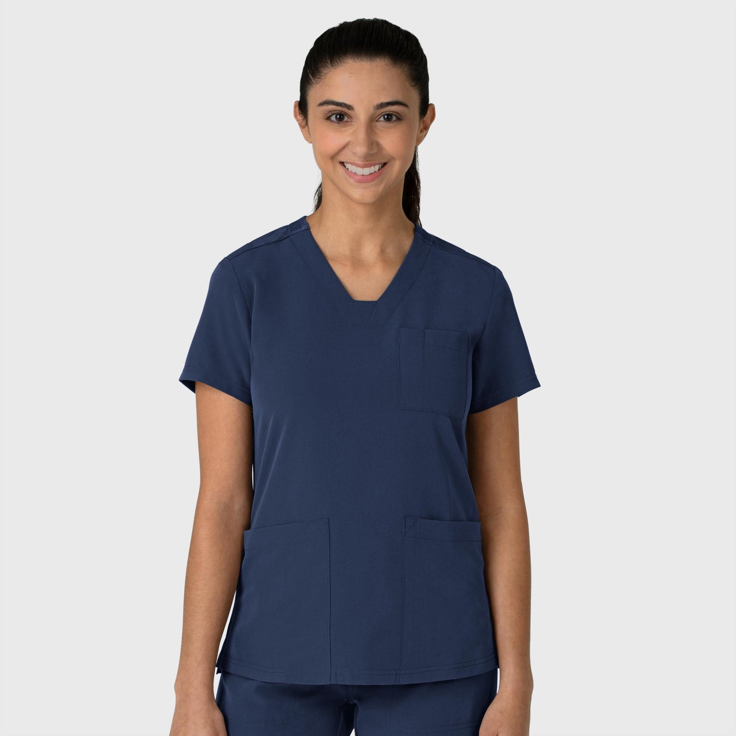 Nova 6132 Flex-n-Reach V-Neck Scrub Top Navy Model Image Front | Wink