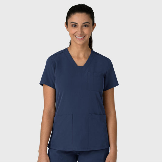 Nova 6132 Flex-n-Reach V-Neck Scrub Top Navy Model Image Front | Wink