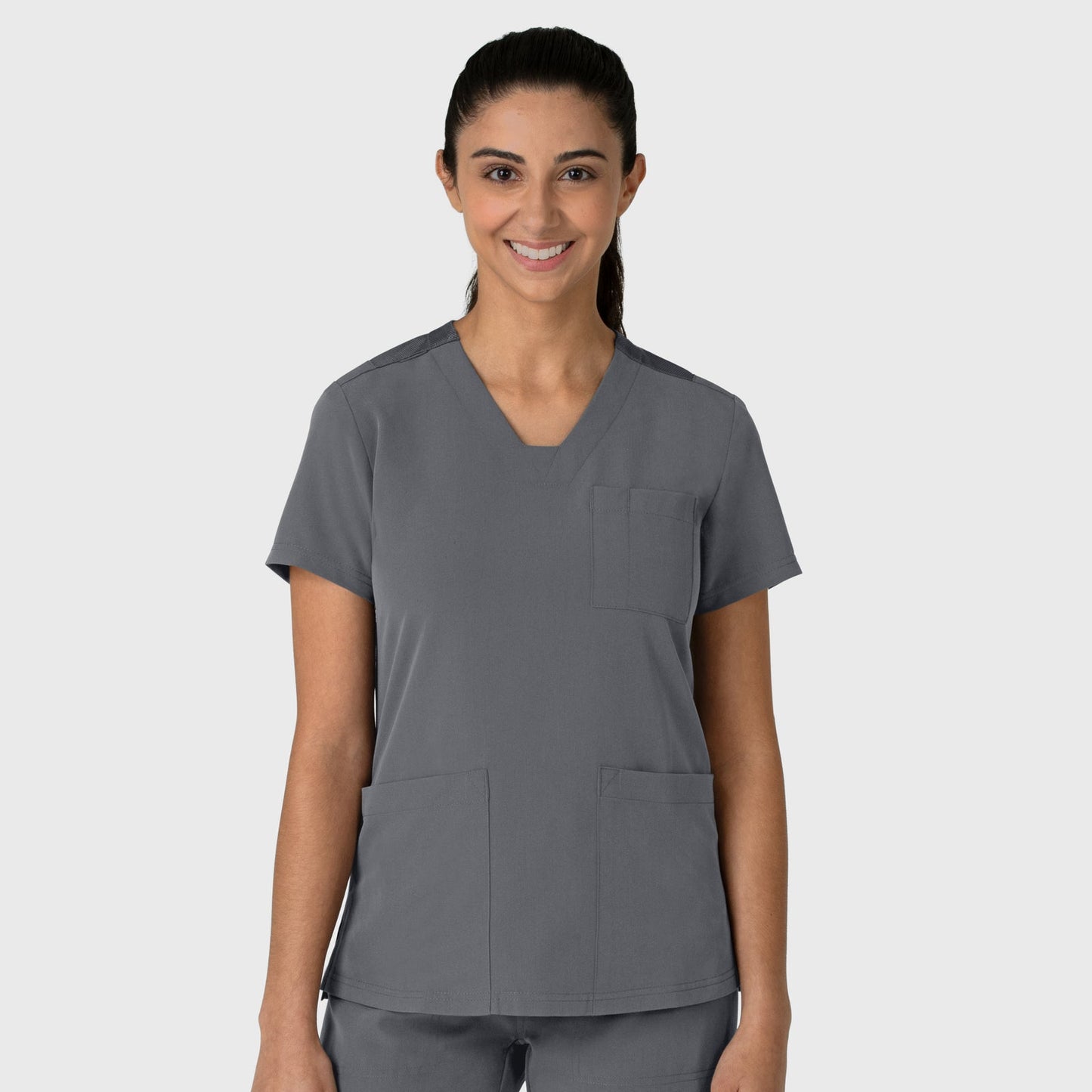 Nova 6132 Flex-n-Reach V-Neck Scrub Top Pewter Model Image Front | Wink