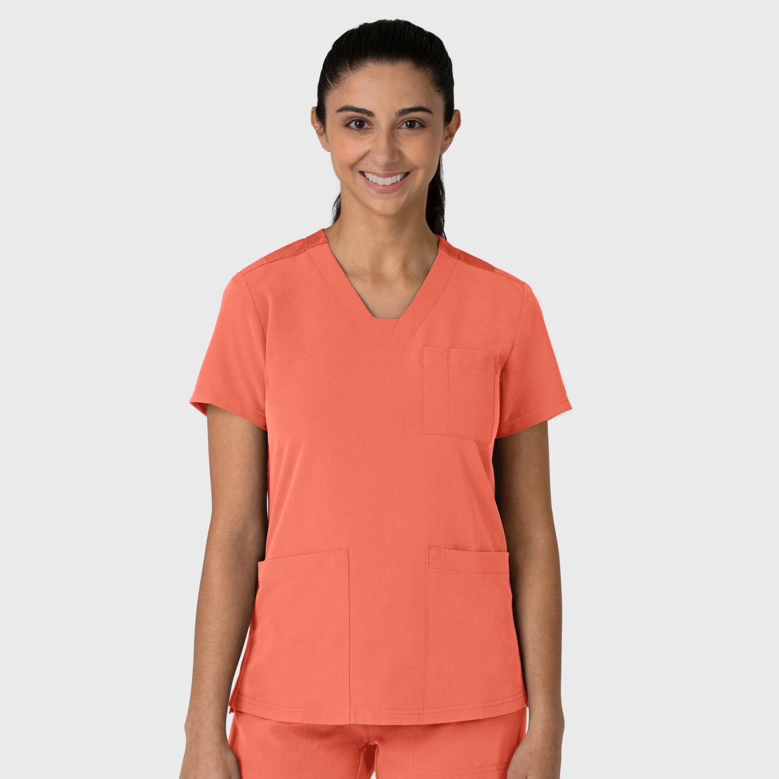 Nova 6132 Flex-n-Reach V-Neck Scrub Top Sugar Coral Model Image Front | Wink