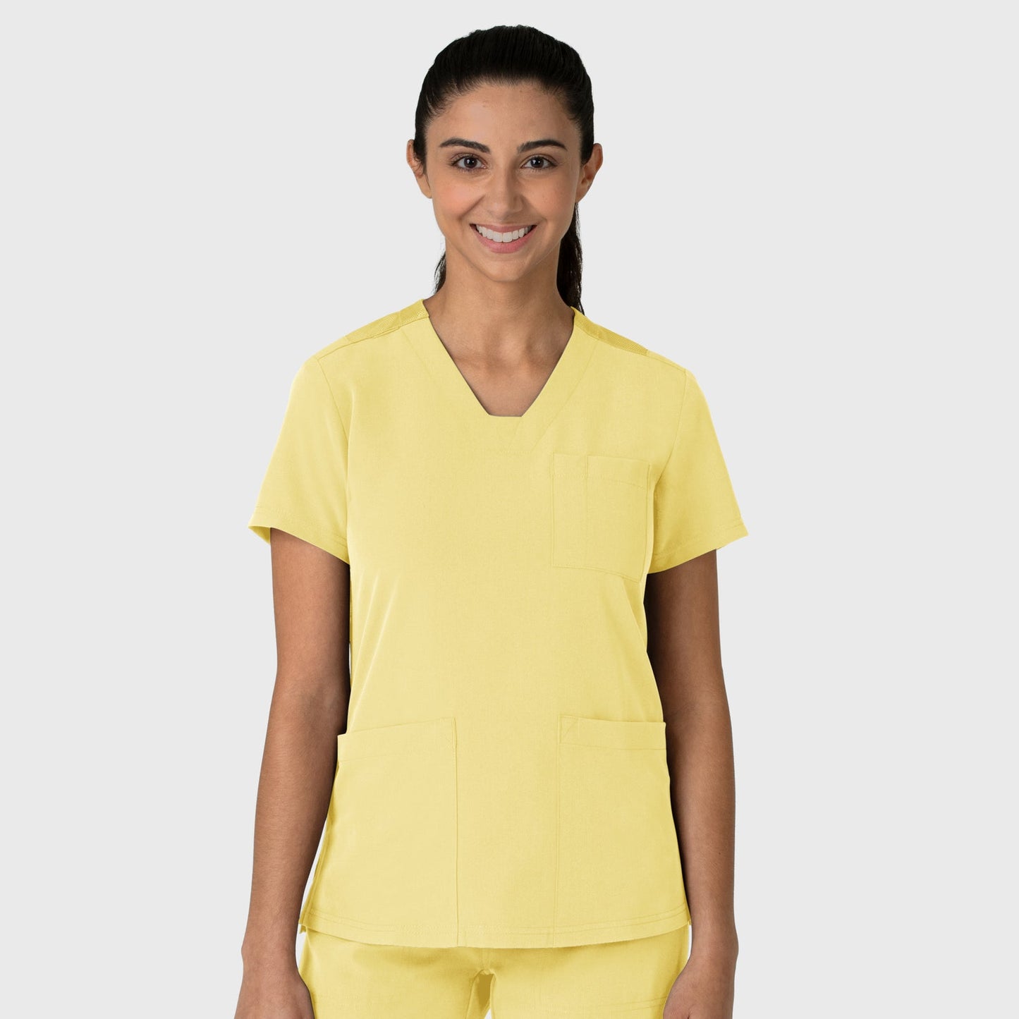 Nova 6132 Flex-n-Reach V-Neck Scrub Top Sunshine Yellow Model Image Front | Wink