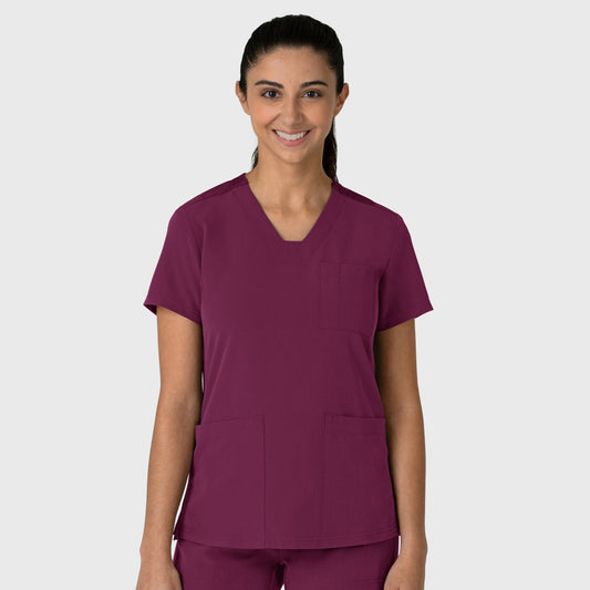 Nova 6132 Flex-n-Reach V-Neck Scrub Top Wine Model Image Front | Wink