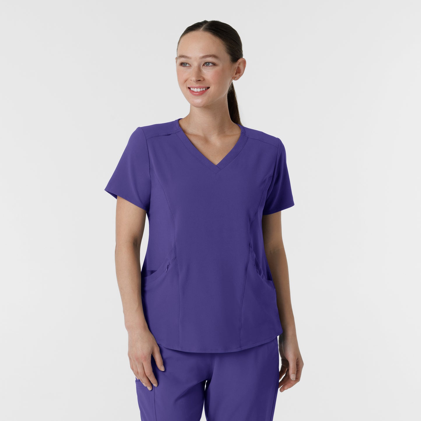 RENEW 6134 V-Neck Scrub Top Grape Model Image Front | Wink