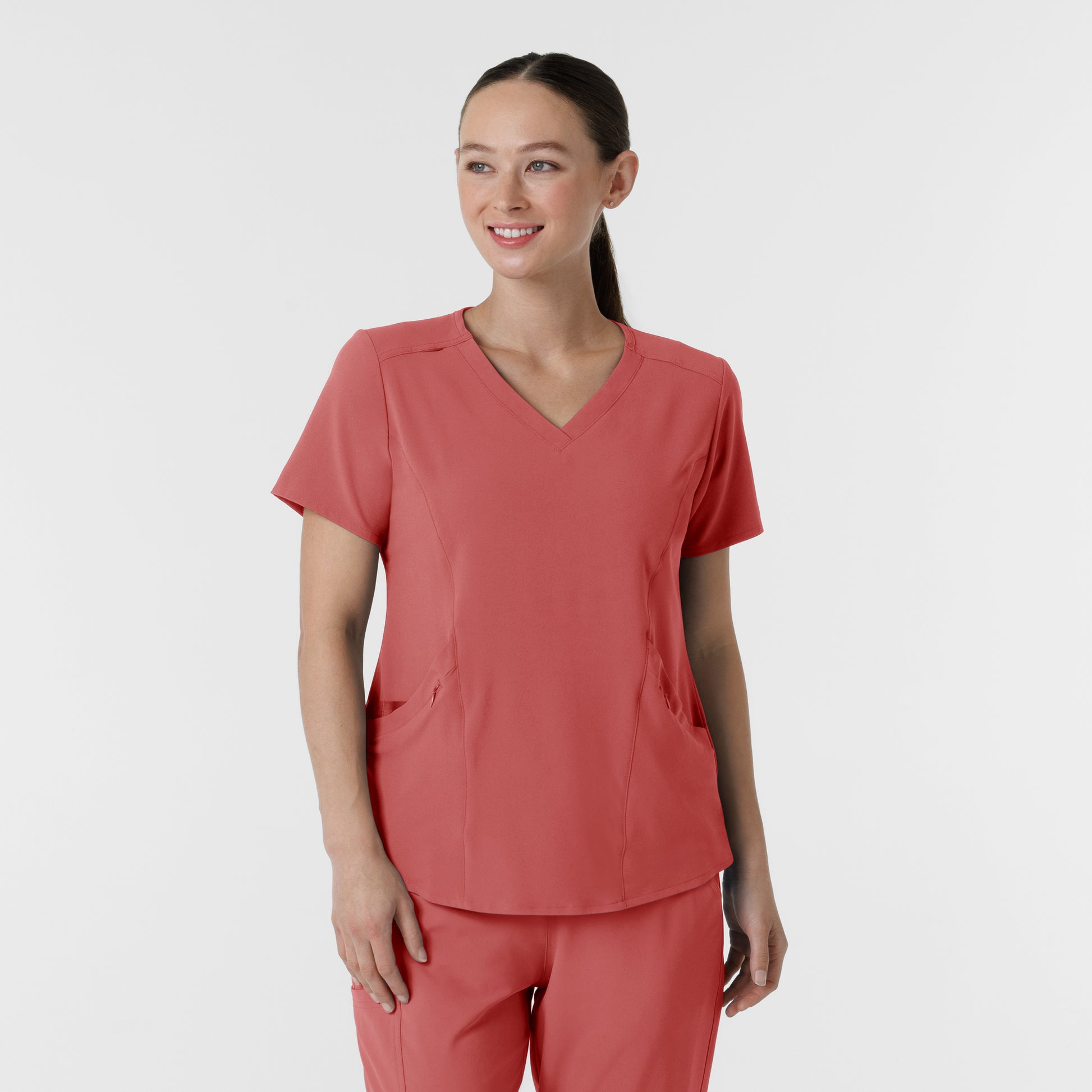 RENEW 6134 V-Neck Scrub Top Mineral Red Model Image Front | Wink