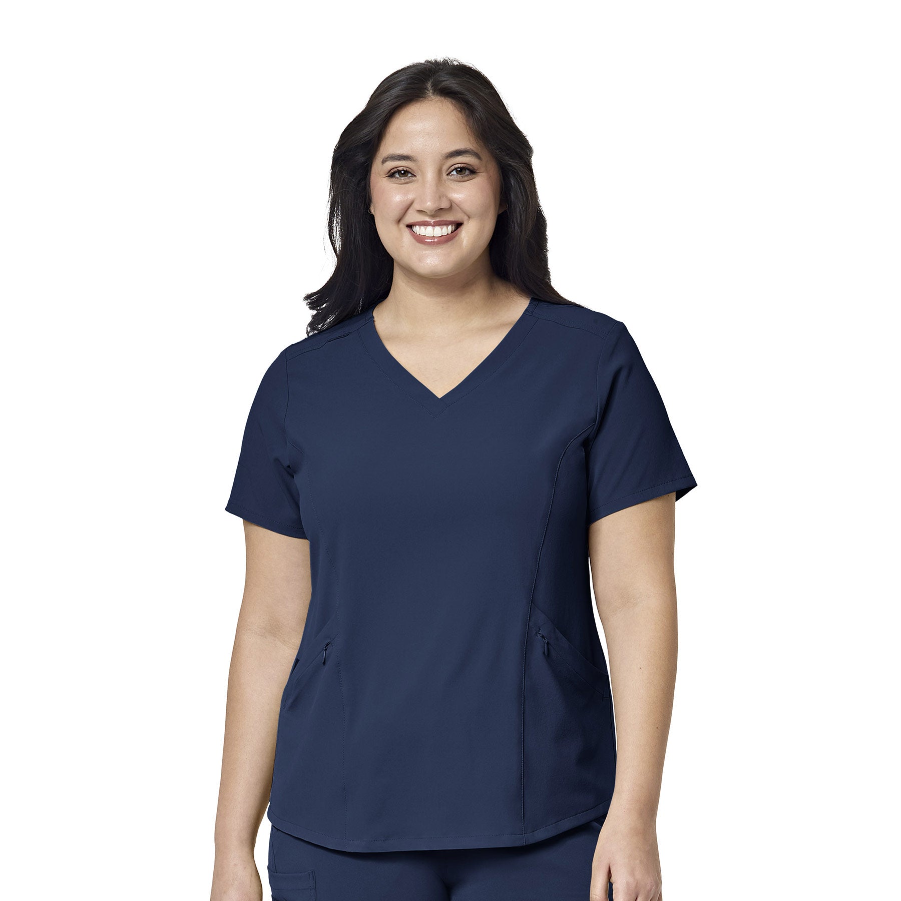 RENEW 6134 V-Neck Scrub Top Navy Model Image Front | Wink