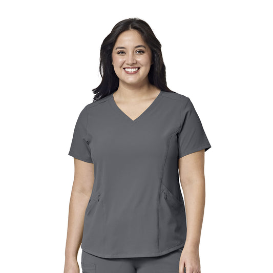 RENEW 6134 V-Neck Scrub Top Pewter Model Image Front | Wink