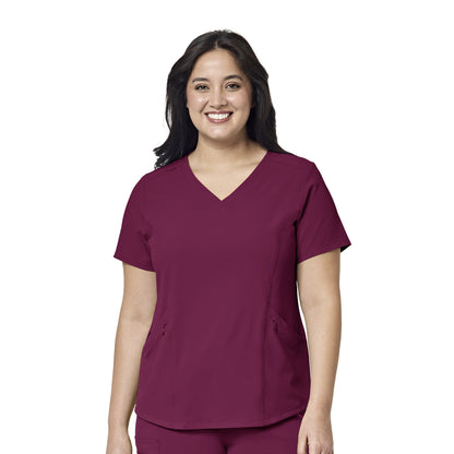 RENEW 6134 V-Neck Scrub Top Wine Model Image Front | Wink