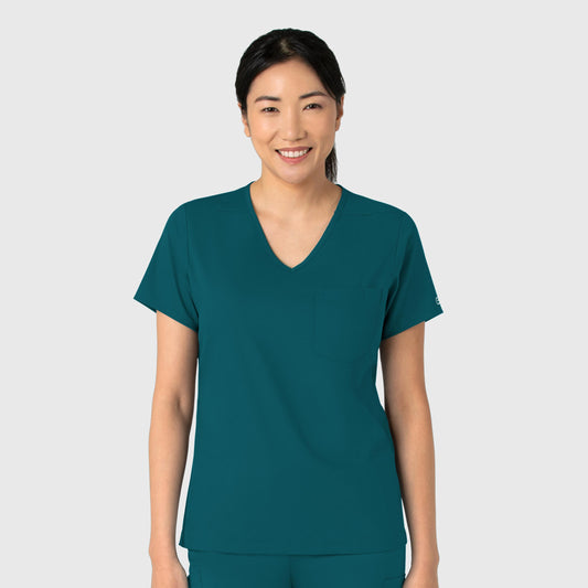 Boundless 6151 Tuck-In Scrub Top Caribbean Blue Model Image Front | Wink