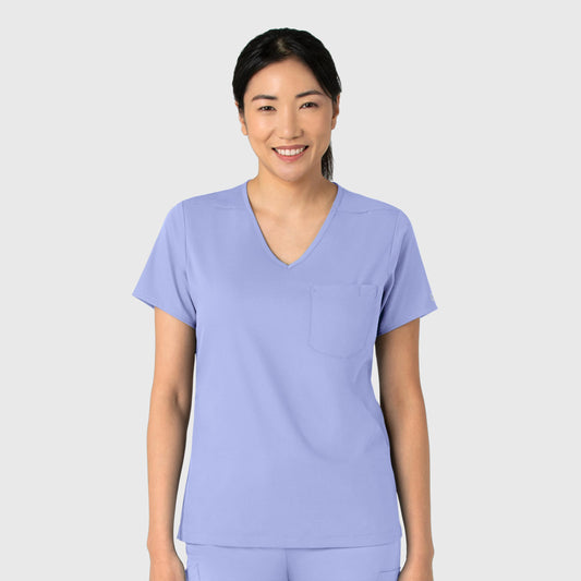 Boundless 6151 Tuck-In Scrub Top Ceil Blue Model Image Front | Wink