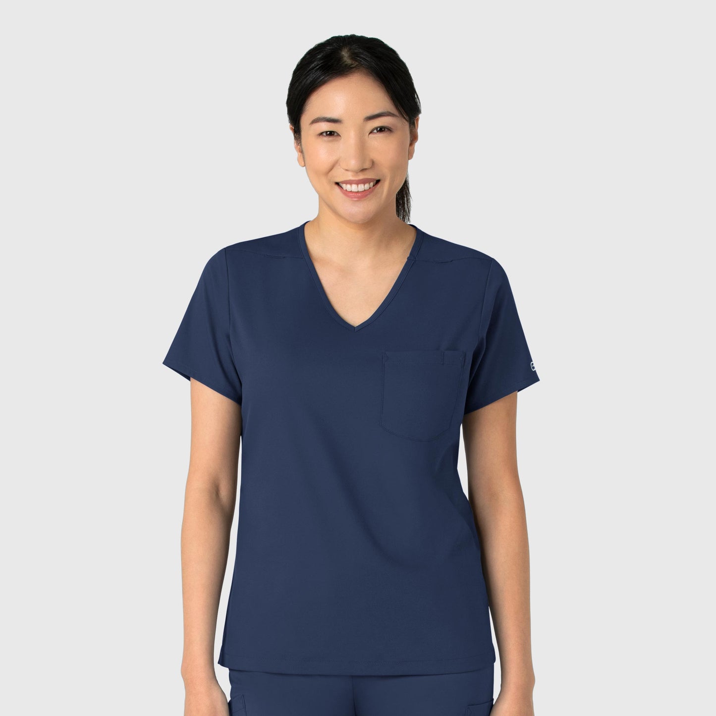 Boundless 6151 Tuck-In Scrub Top Navy Model Image Front | Wink