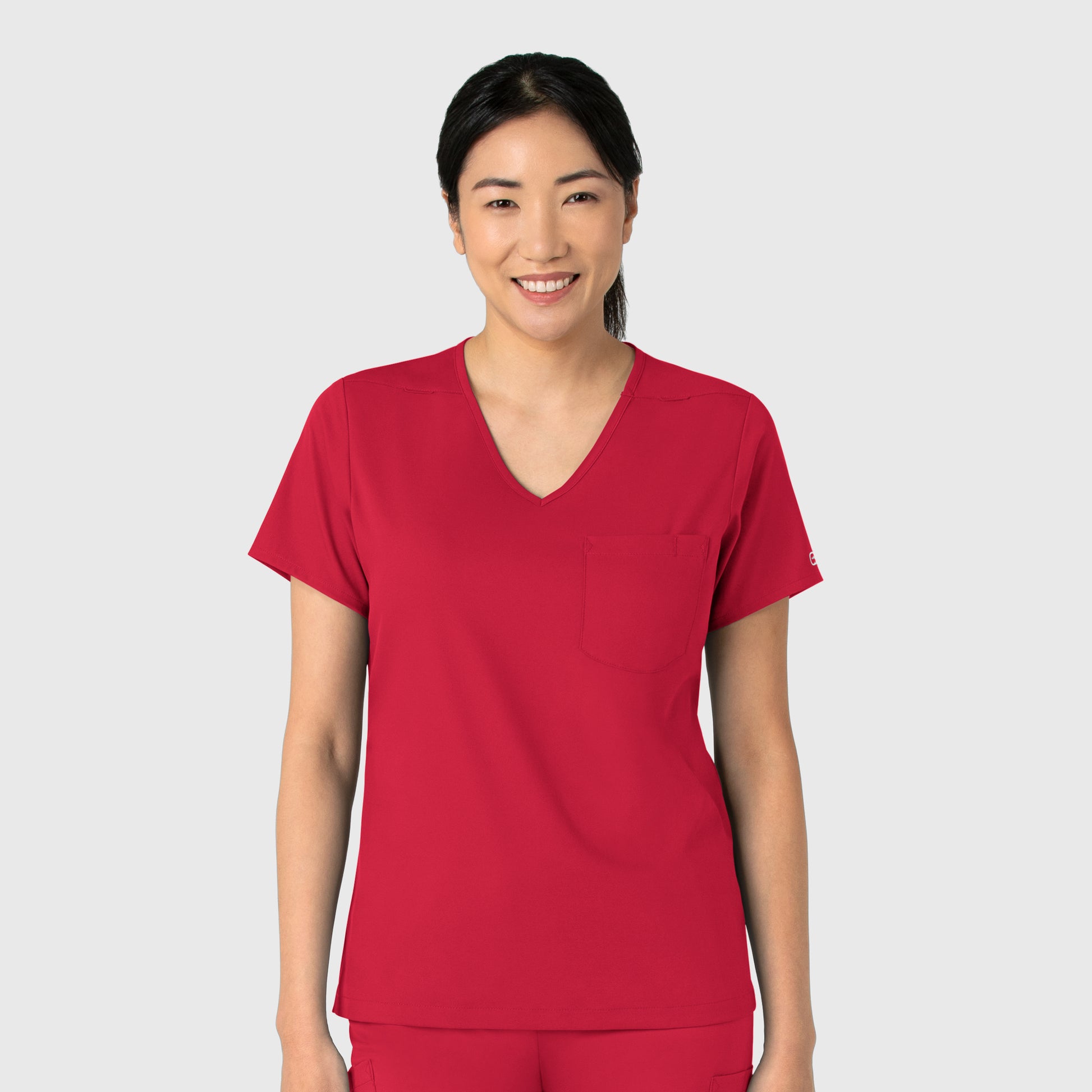 Boundless 6151 Tuck-In Scrub Top Red Model Image Front | Wink