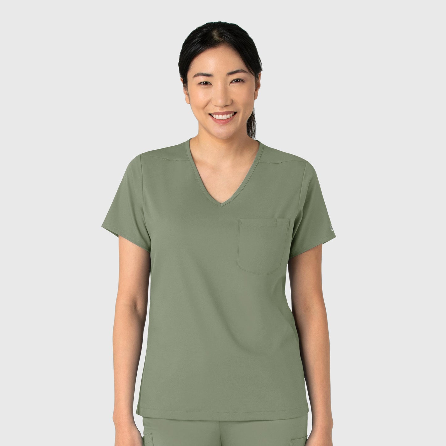 Boundless 6151 Tuck-In Scrub Top Sage Model Image Front | Wink